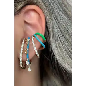 Karışık Renk Taş Detaylı Kulak Aksesuarı