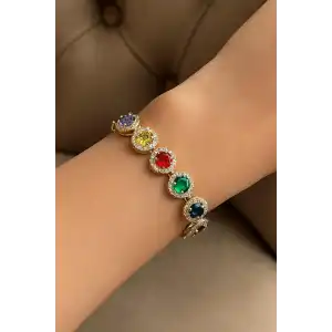 Karışık Renk Taş Detaylı VİP YSX Bileklik