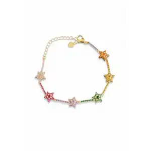 Karışık Renk Taş Detaylı Yıldız Figürlü VİP Bileklik