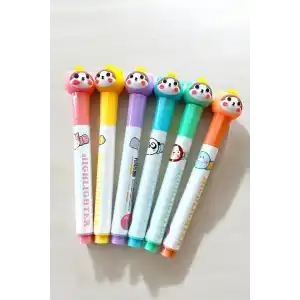 Kedi Figürlü 6lı Fosforlu Kalem Set