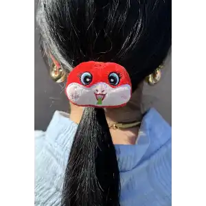 Kırmızı Renk Ayıcık Figürlü Peluş Simit Toka