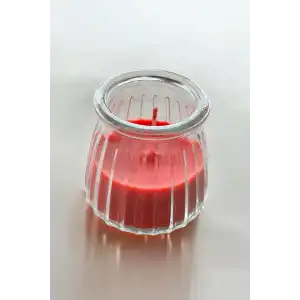 Kırmızı Renk Bardakta Çilek Kokulu Dekoratif Mum
