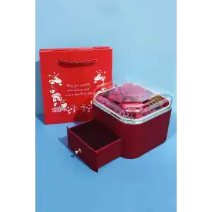 Kırmızı Renk Gül Figürlü Takı Organizeri