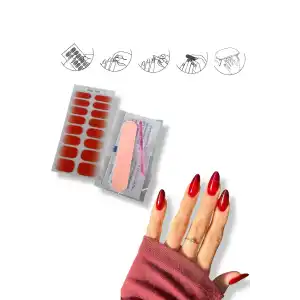 Kırmızı Renk Jel Tırnak Etiketi - Uv Ile Yapılan Poly Jel Sticker Sertleşen -Kürlenmiş Jel Tırnak Stickerı