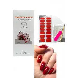 Kırmızı Renk Jel Tırnak Etiketi - Uv Ile Yapılan Poly Jel Sticker Sertleşen -Kürlenmiş Jel Tırnak Stickerı