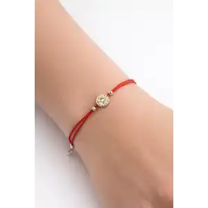 Kırmızı Renk Taşlı İp Detaylı Xuping VİP Bileklik