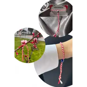 Kırmızı Ve Beyaz Renk Marteniçka Şans Bilekliği