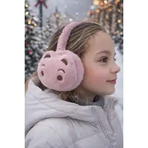 Koyu Pembe Renk Ayıcık Figürlü Peluş Kulaklık
