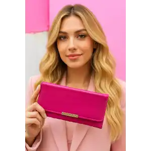 Koyu Pembe Renk Deri Kadın Cüzdan