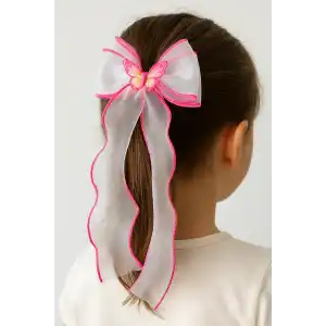 Koyu Pembe Ve Beyaz  Renk Kelebek Figürlü Otomat Toka