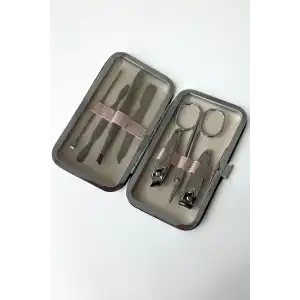 Krem Renk 7 Parça Manikür/ Pedikür Kutulu Törpü Set