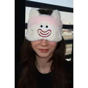 Krem Renk Canavar Figürlü Uyku Bandı