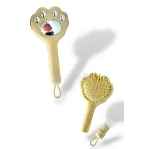 Krem Renk Pati Figürlü Saç Tarama Fırçası/ Tarak