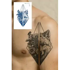 Kurt Figürlü 12 Saat Sonra Kararan Geçici Orta Dövme Tattoo