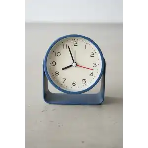 Lacivert Renk Mini Dekoratif Alarmlı Yuvarlak Masa Saati