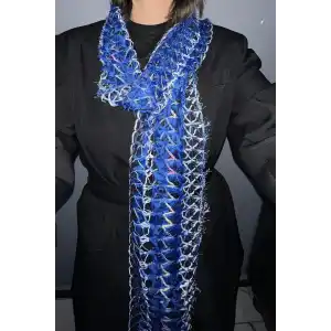 Lacivert Renk Örgü Detaylı Şal