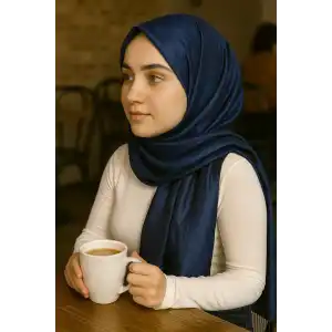 Lacivert Renk Tafta Şal