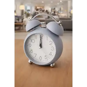 Lila Renk Mini Dekoratif Işıklı Alarmlı Yuvarlak Masa Saati