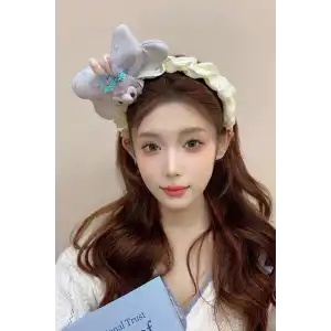 Lila Renk Tavşan Figürlü Peluş Kulaklı Taç