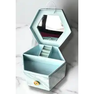 Mavi Renk Ayna Detaylı Takı Organizeri