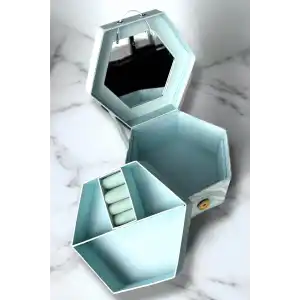 Mavi Renk Ayna Detaylı Takı Organizeri