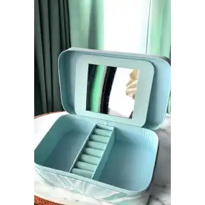 Mavi Renk Ayna Detaylı Takı Organizeri