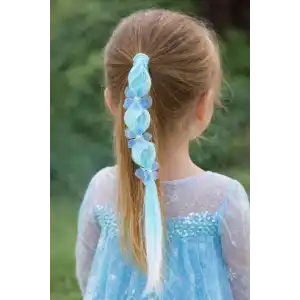 Mavi Renk Çiçek Figürlü Saç Detaylı Lastik Toka