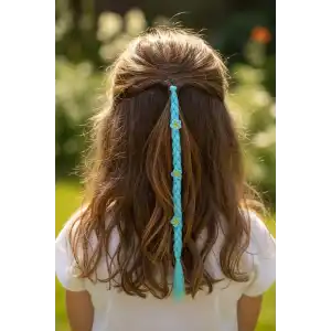 Mavi Renk Çiçek Figürlü Saç Detaylı Lastik Toka