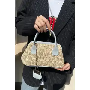 Mavi Renk Hasır Kadın Çanta