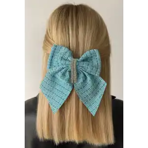 Mavi Renk Kurdele Figürlü Taş Detaylı Otomat Toka