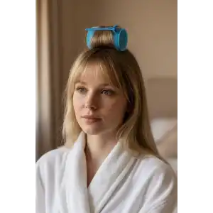 Mavi Renk Pens Ve Cırtlı/ Yapışkanlı Saç Bigudisi /Orta Boy