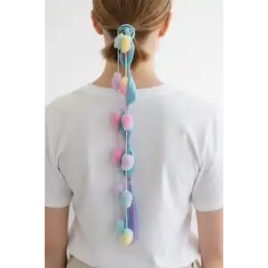 Mavi Renk Saç Detaylı Lastik Toka