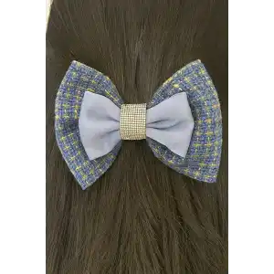 Mavi Renk Taş Detaylı Kurdele Otomat Toka