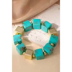 Mavi Ve Altın Renk Boncuk Detaylı Bileklik