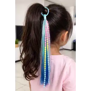 Mavi Ve Lacivert Renk Saç Detaylı Lastik Toka