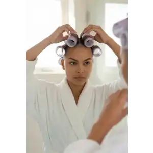 Mor Renk 6 Adet Bigudi Cırtlı/ Yapışkanlı Saç Bigudisi /Orta Boy