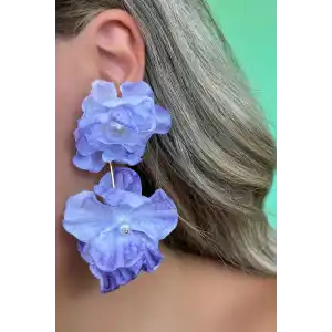 Mor Renk Çiçek Figürlü Küpe (Çift)