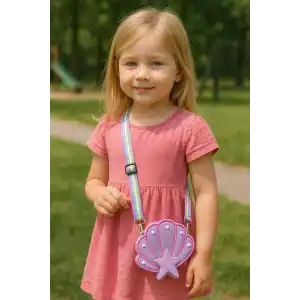 Mor Renk Deniz Kabuğu Figürlü Çocuk Çanta