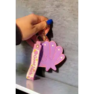 Mor Renk Deniz Kabuğu Figürlü Cüzdan/ Anahtarlık