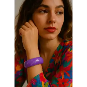 Mor Renk Kalın Kemik Mika Bileklik