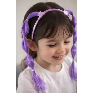 Mor Renk Saç Detaylı Çocuk Taç