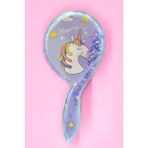 Mor Renk Unıcorn Figürlü Sim Detaylı Saç Tarama Fırçası/ Tarak