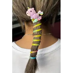 Mor Renk Unicorn Figürlü Yaylı Spiral Toka