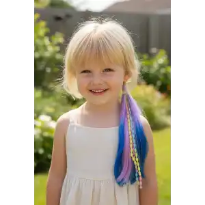 Mor Ve Mavi Renk Saç Detaylı Lastik Toka