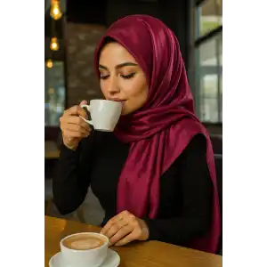 Mürdüm Renk Tafta Şal