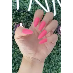 Pembe Renk 12li Takma Takma Tırnak (Yapıştırıcılı)