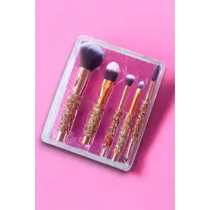 Pembe Renk 5li Sim Detaylı Makyaj Fırçası Seti