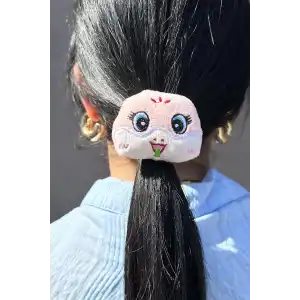 Pembe Renk Ayıcık Figürlü Peluş Simit Toka