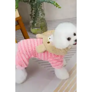 Pembe Renk Ayıcık Figürlü Peluş XXL Köpek Tulum