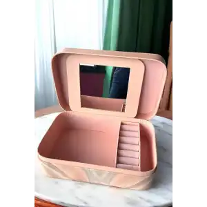 Pembe Renk Ayna Detaylı Takı Organizeri